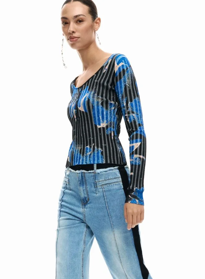 DESIGUAL Two-Material Denim Trousers